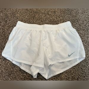White Nike Dri-Fit running shorts